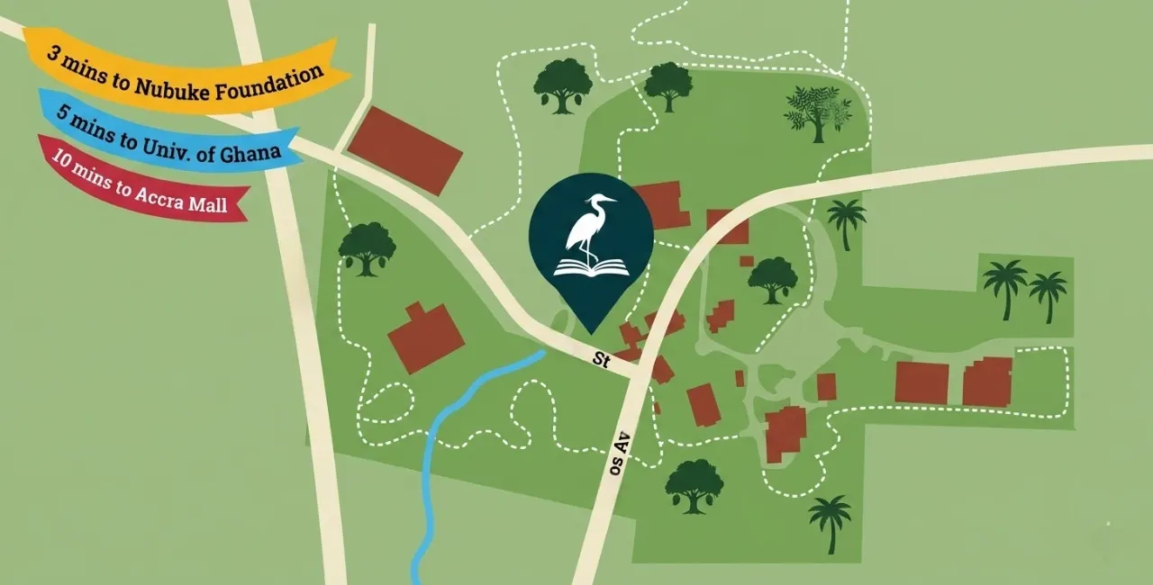 Local map — East Legon campus and surroundings