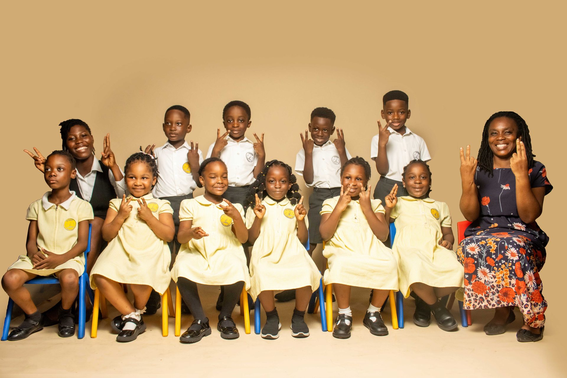 A Herons class with their teachers